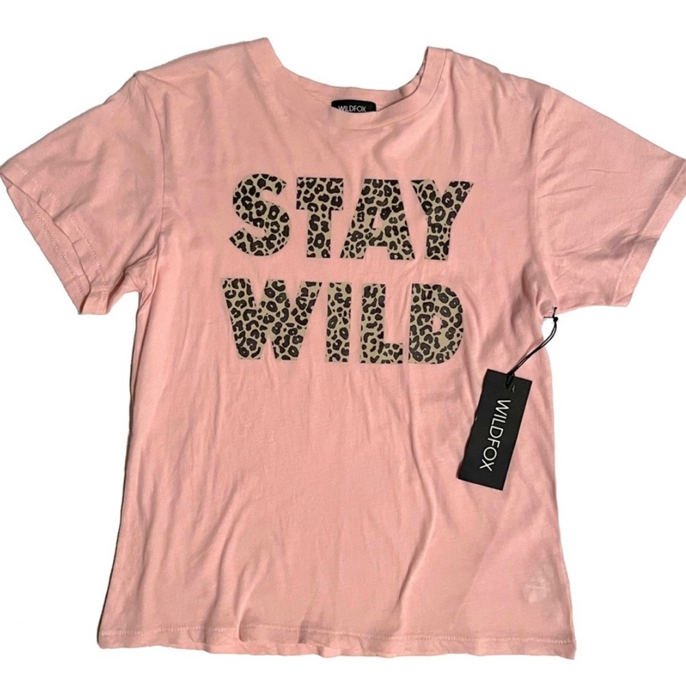 Wildfox Stay Wild Pink Leopard Print TShirt Sz S